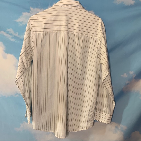 Essential Needs-White Button Up Striped Shirt 15.5 - Picture 5 of 9